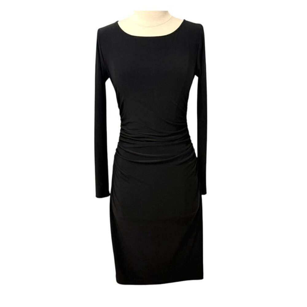 Norma Kamali Kamalikulture Dress Long Sleeve Ruched Black Stretch Bodycon Size S - Picture 10 of 10